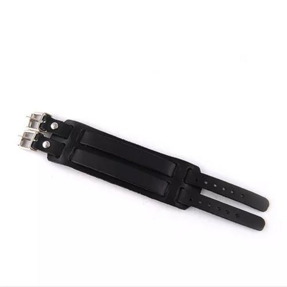 Men's Wide Leather Belt Strap Buckle Adjustable Cuff Bangle Wristband Bracelet - Picture 5 of 5